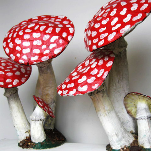 TOADSTOOL, Cluster of 3 - Papier Mache 60cm High